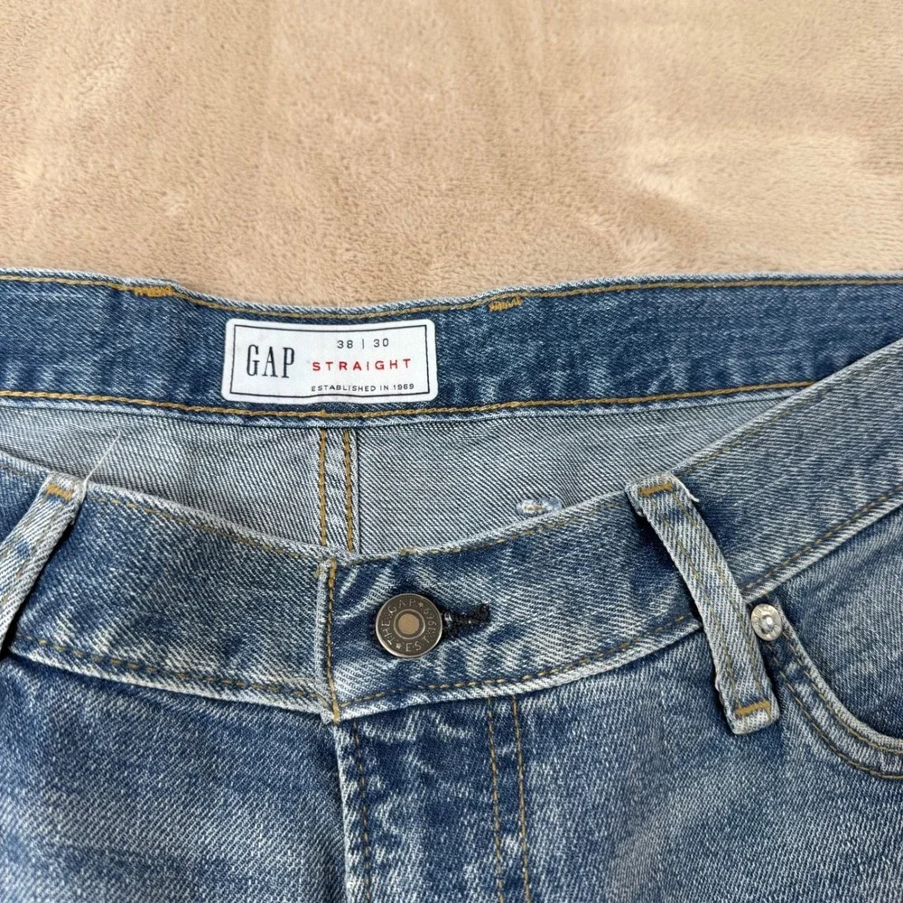 Gap Straight Fit Jeans Mens 38x30 Blue Good Condition Medium Wash‎ Stretch